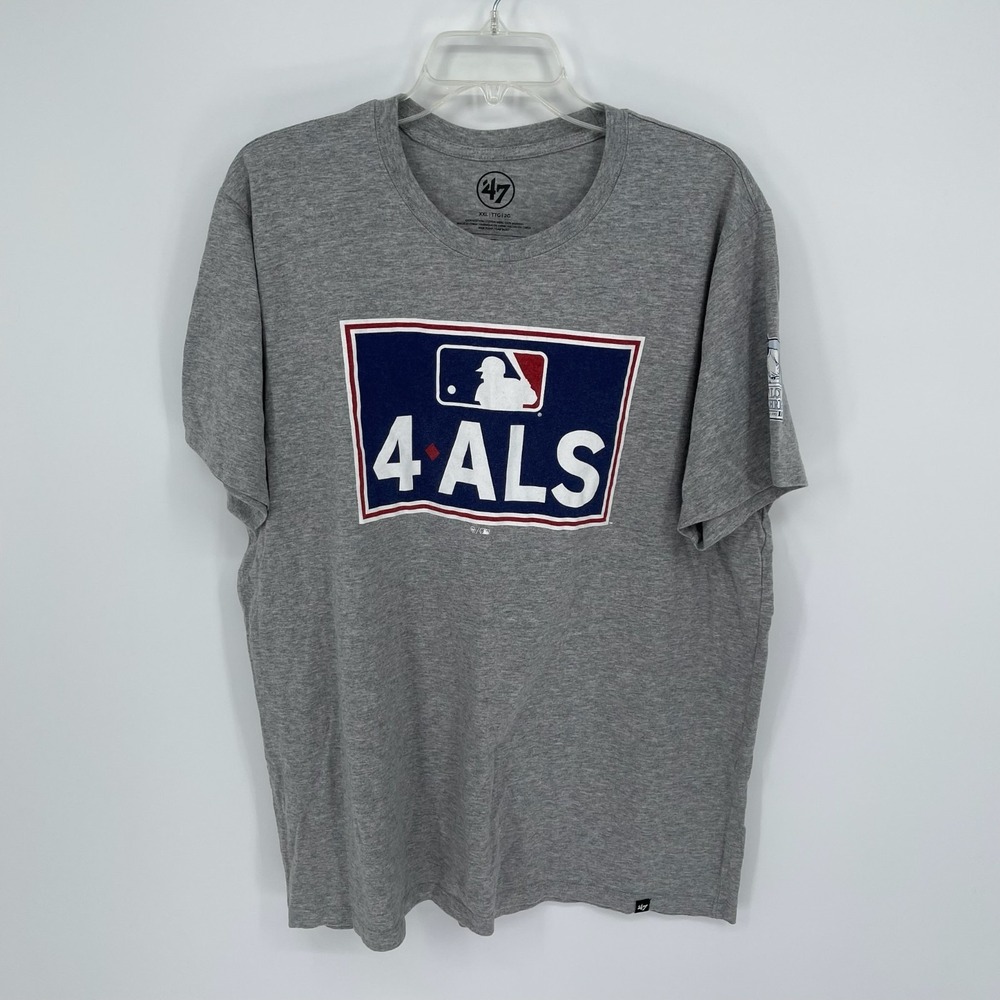 47 Brand Men's Gray‎ Lou Gehrig Day MLB 4 ALS Baseball Tee T-Shirt Size 2XL